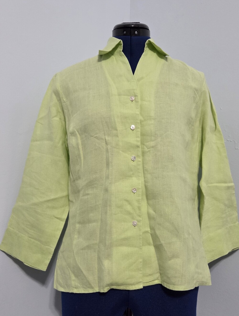 Vintage Green Irish Linen Shirt Size 6